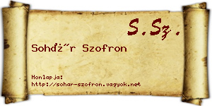 Sohár Szofron névjegykártya